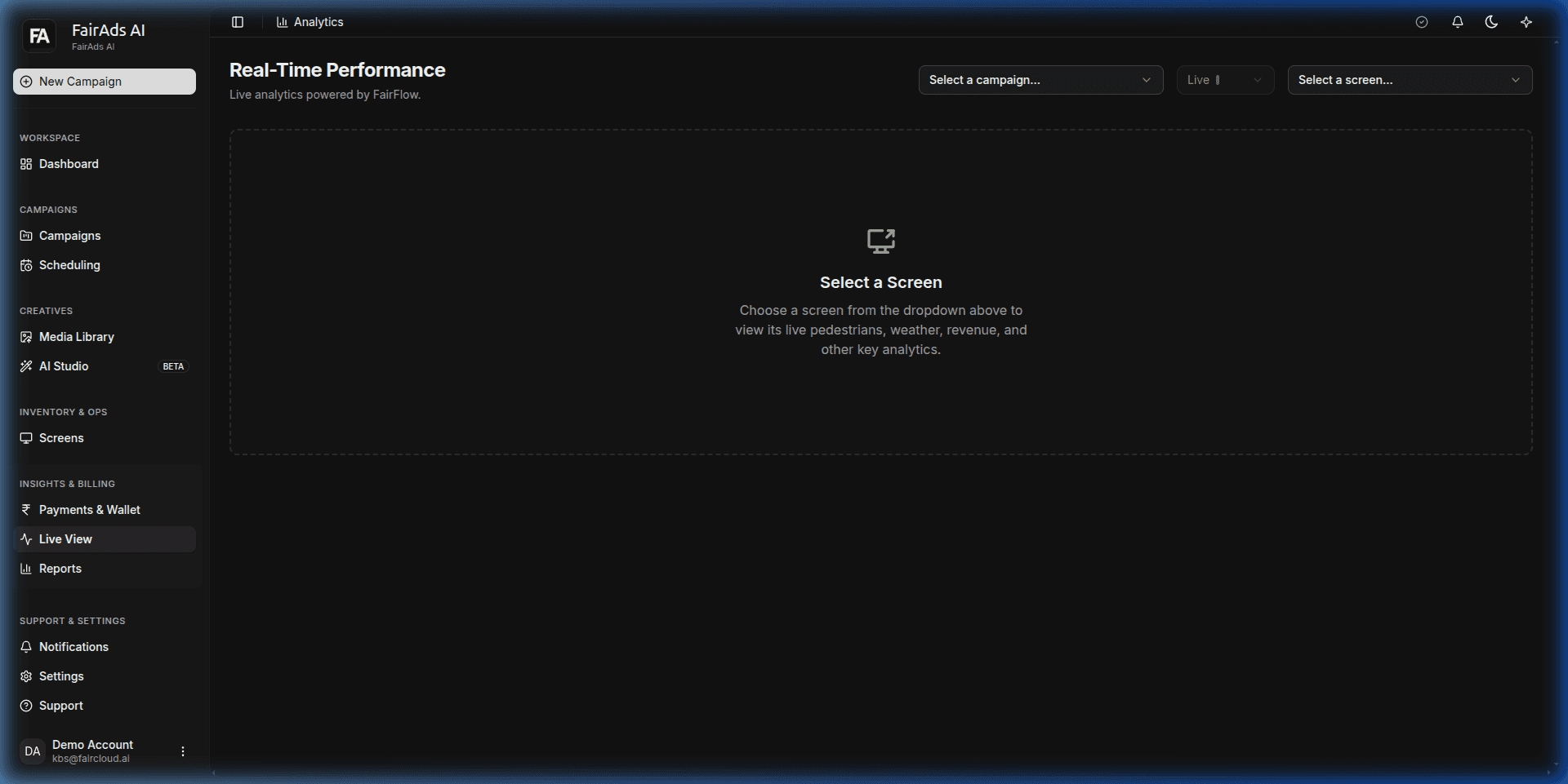 FairAds AI Real-Time Performance Live View